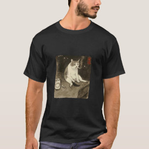 Camiseta Kit de Arte Japonês Sumi-e Gato Triste Engraçado F