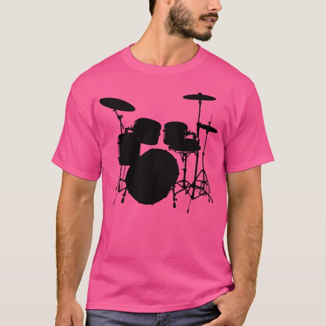 Camiseta Kit de Bateria com Pratos, Caixa, Bumbo  (Frente)