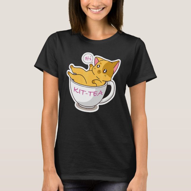Camiseta Kit De Gato De Chá E Gato 3 (Frente)