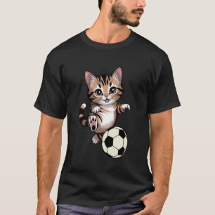 Camiseta Kit de Gráfico de Bola de Futebol de Gato Engraçad