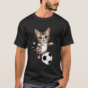 Camiseta Kit de Gráfico de Bola de Futebol de Gato Engraçad