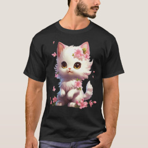 Camiseta Kit de Jardim de Primavera Flor Menina Gato Floral
