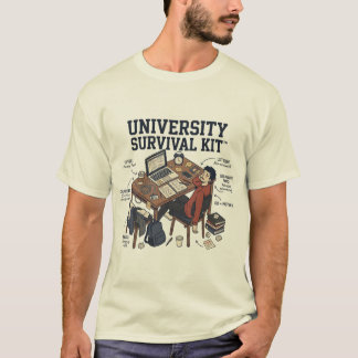 Camiseta Kit de Sobrevivência Universitária Engraçado" para