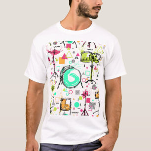 Camiseta Kit de Tambor: Imagem de Memphis de Aquarela.