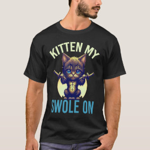 Camiseta Kit de Treino Gatinho Meu Swole no Treino Retro Ga