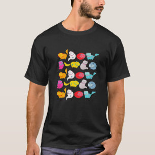 Camiseta Kit Fofo Padrão Gatinho Felino Para Mulheres e Cri