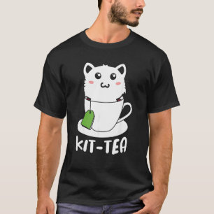 Camiseta Kit Retro Tea Kitten Cat Tea Drinker Teacup Pun