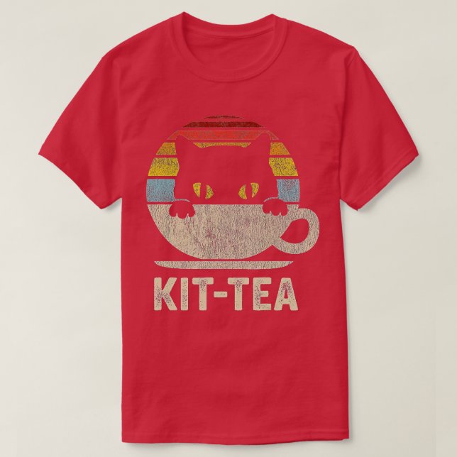 Camiseta Kit Tea Black Kitty Cat Tea Lover Gift (Frente do Design)