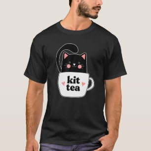 Camiseta Kit Tea Black Kitty Mug Tea Lovers