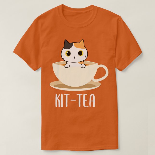 Camiseta Kit Tea Cat Engraçado Gato (Frente do Design)