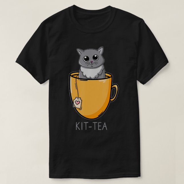 Camiseta Kit Tea Cat Kitten Gift (Frente do Design)