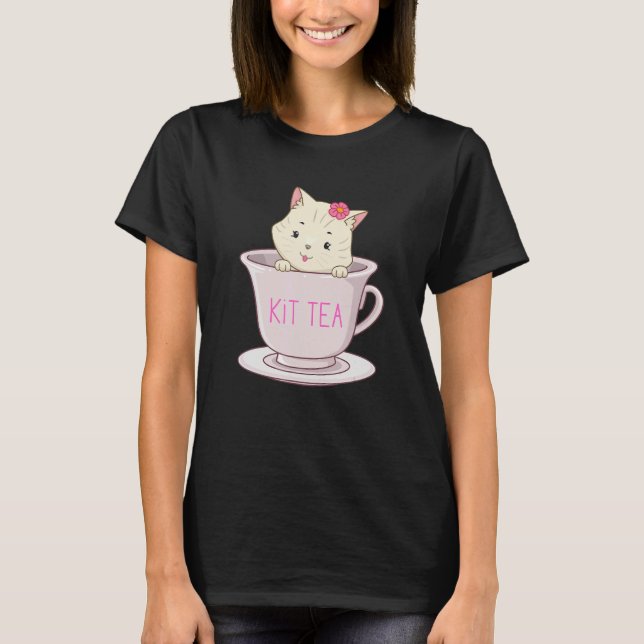 Camiseta Kit Tea Cute E Gato Gato Sarcástico (Frente)