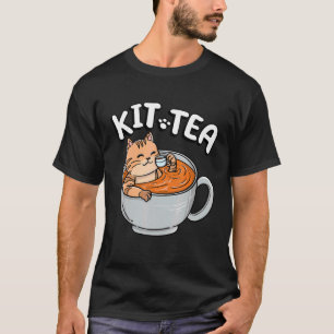 Camiseta KIT TEA engraçado Kitty Gato Gatinho Bebedor de Ch