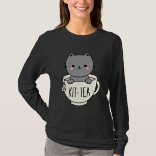 Camiseta Kit Tea Gatinho Bonito Na Taa Cup Gato De Gato Eng