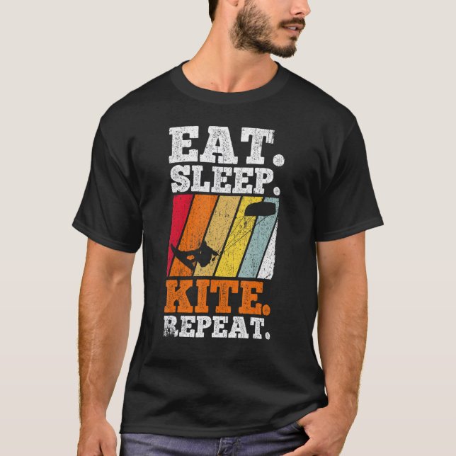 Camiseta Kiteboard Comer Gato Dormir Kite Kitesurf (Frente)