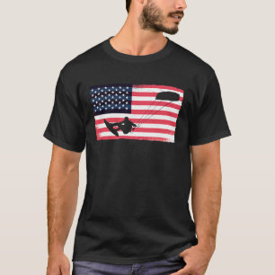 Camiseta Kiteboarder American Flag Kitesurfer Kite USA Kite