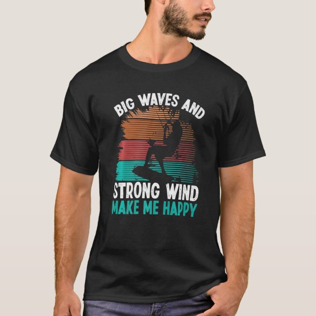Camiseta Kiteboarder Kite Big Waves Fortes Gatinho Vento (Frente)