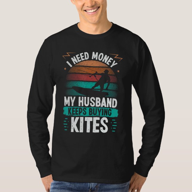 Camiseta Kiteboarding Vintage Husband buying Kites Kitesurf (Frente)