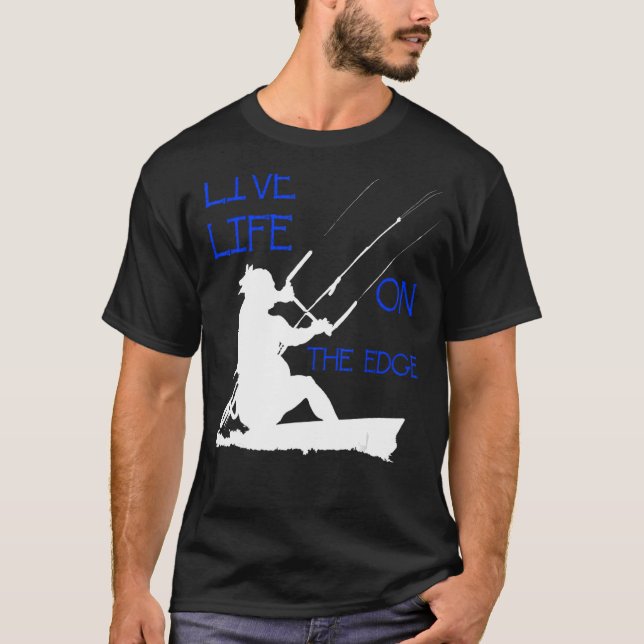 Camiseta Kitesurfer Andando Uma Vida Viva Na Borda Whi (Frente)