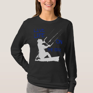 Camiseta Kitesurfer Andando Uma Vida Viva Na Borda Whi