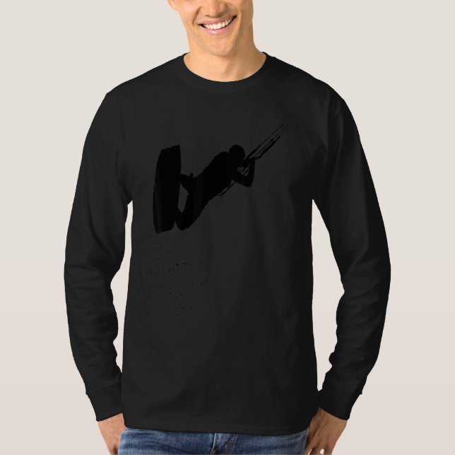 Camiseta Kitesurfing Action Kite And Surf Silhouette Black (Frente)