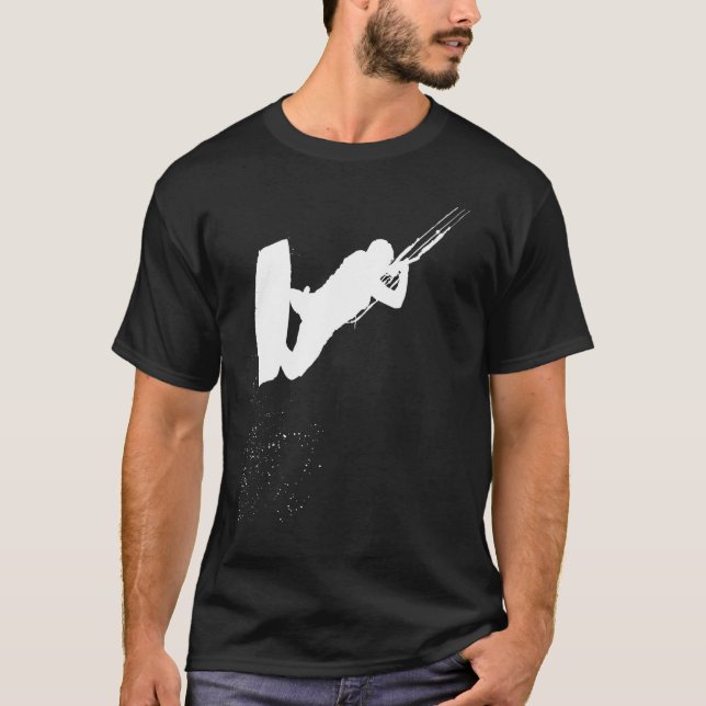 Camiseta Kitesurfing Action Kite And Surf Silhouette White (Frente)