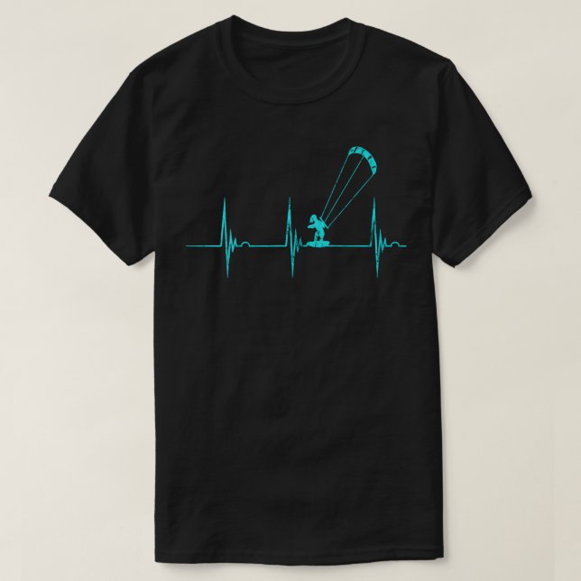 Camiseta Kitesurfing Heartbeat EKG Pulse Kiteboa (Frente do Design)
