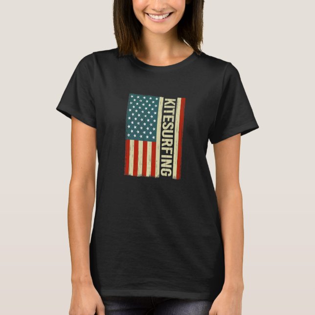 Camiseta Kitesurfing kiter USA Flag Kiteboarding Kitesurf f (Frente)