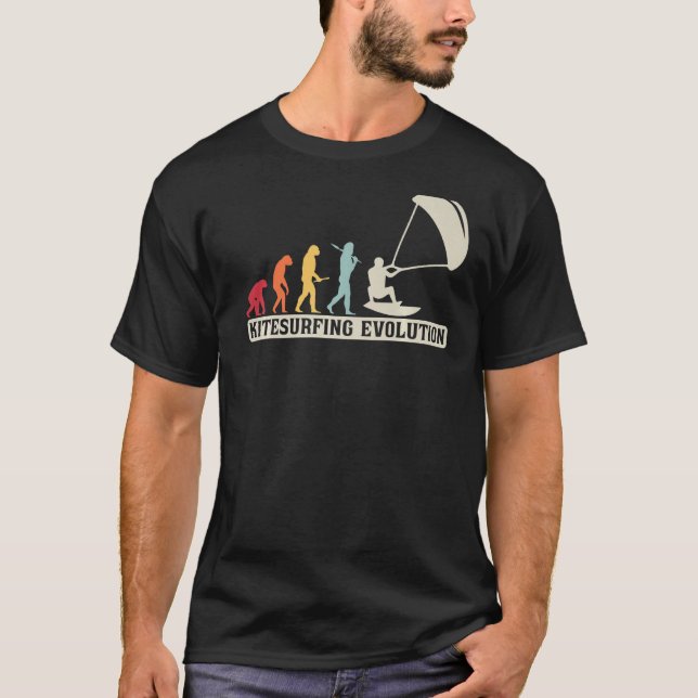 Camiseta Kitesurfing  Retro Vintage Kitesurfer Evolution (Frente)