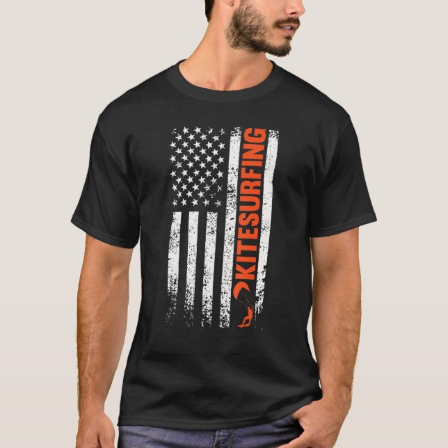 Camiseta Kitesurfing us flag kiteboard essential kite sport (Frente)