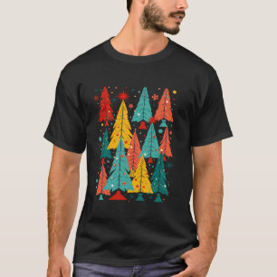 Camiseta Kitschmas Fir Árvores de Natal Retro Corte O Abstr