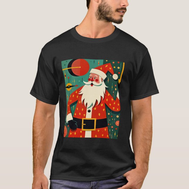 Camiseta Kitschmas Santa Claus Meio século Moderna Diversão (Frente)