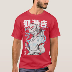 Camiseta Kitsune Anime Fox Samurai Japonês