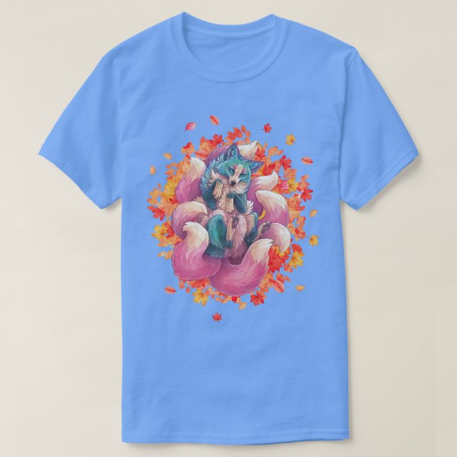 Camiseta Kitsune Fo um Japonês Nove à Medida de um Kitsune  (Frente do Design)