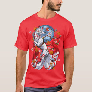 Camiseta Kitsune Fos Japonês Nove Com Altura De Fos Cherrys