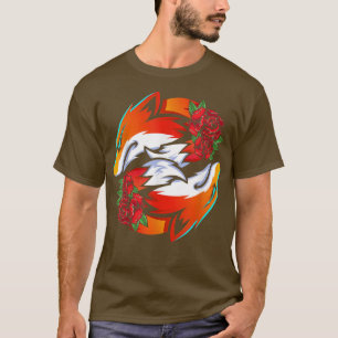 Camiseta Kitsune Hokkaido Red I Fox Máscara Duas Rosas ao r