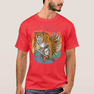 Camiseta Kitsune Kawaii Fo com muitas pregas espada japones