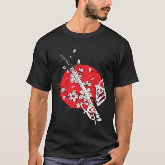 Camiseta Kitsune Mask Japan katana Anim Kumiho Nine Tailed  (Frente)