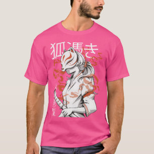 Camiseta Kitsune Mask Kawaii Japonesa Animy Girl With Fox M