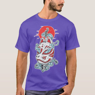 Camiseta Kitsune Mask With Katana Sword, Anime Fan
