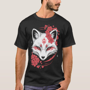 Camiseta Kitsune Raposa Branca Japonesa Anime Kawaii Cereja