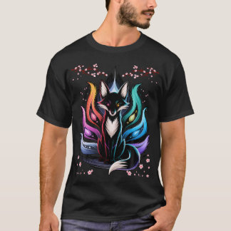 Camiseta Kitsune Raposa Japonesa Sete Elementos Flor de Cer