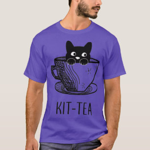 Camiseta KitTea Cat Fora De Lover Fofo E Gato Negro Engraça