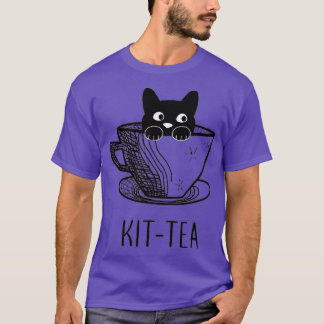 Camiseta KitTea Cat Fora De Lover Fofo E Gato Negro Engraça
