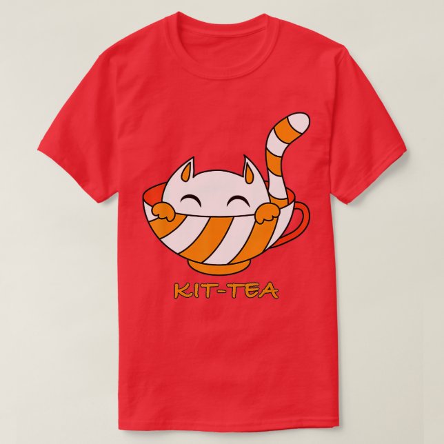 Camiseta KitTea Cat Lover Bonito E Engraçado Cat 2 (Frente do Design)