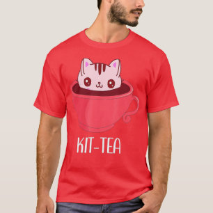 Camiseta KitTea Cat Mug Kit Tea Cup Cute para os amantes de