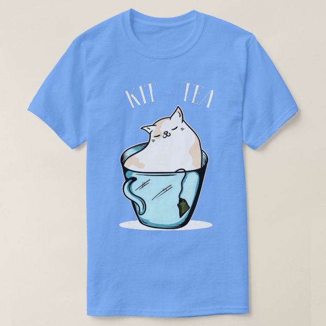 Camiseta KitTea Funny Cat Lover Gift Gift Black (Frente do Design)