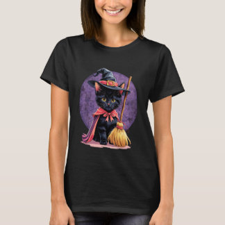 Camiseta Kitten Cat Halloween Witch Costume & Moon Aestheti