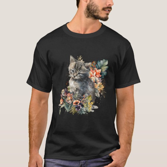Camiseta Kitten Cat Watercolor (Frente)