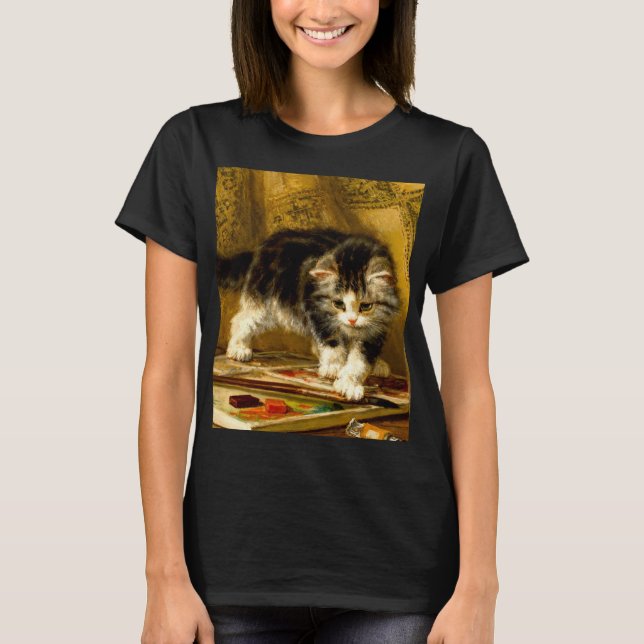 Camiseta Kitten com pintura e escovas (Frente)